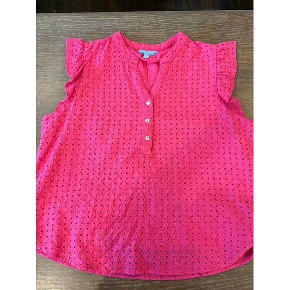 DRAPER JAMES RSVP Fushia Hot Pink Eyelet Shirt Top size XL - Picture 6 of 8